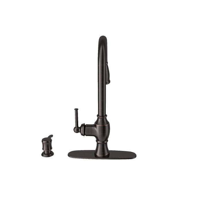 Marchand Single Handle Pull-Down Sprayer Kitchen Faucet in Legacy Bronze Marchand Single Handle Pull-Down Sprayer Kitchen Faucet in Legacy Bronze