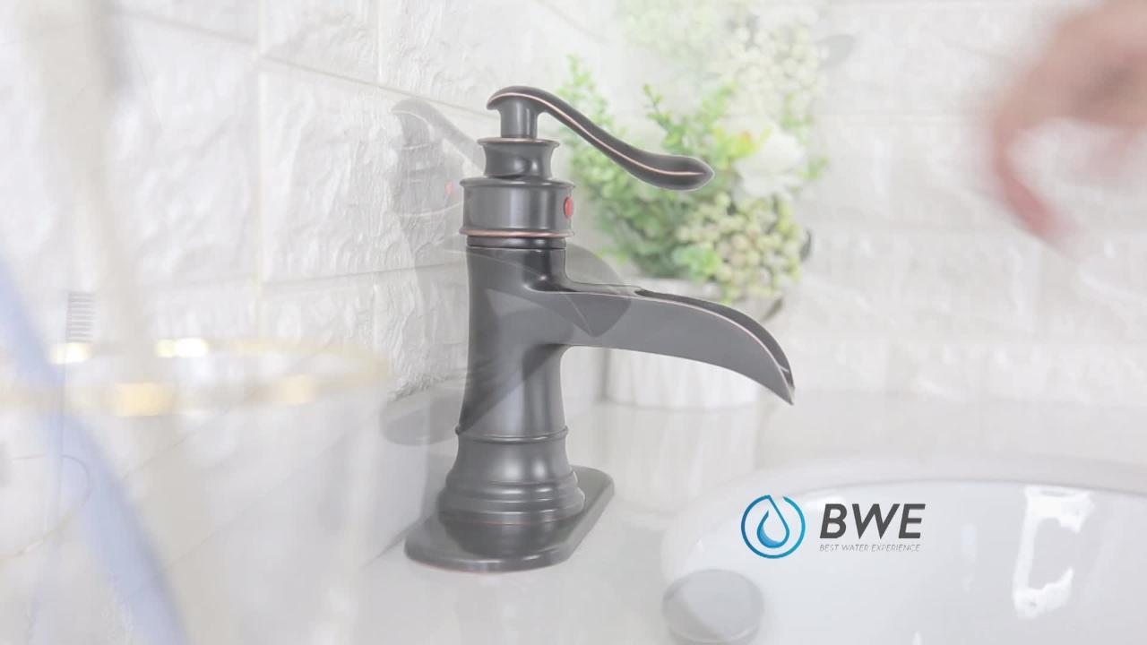 Rozin Single Handle Waterfall Spout Bathroom Basin Faucet Vanity Sink Mixing Tap 10-inch Hole Cover Plate Oil Rubbed Bronze