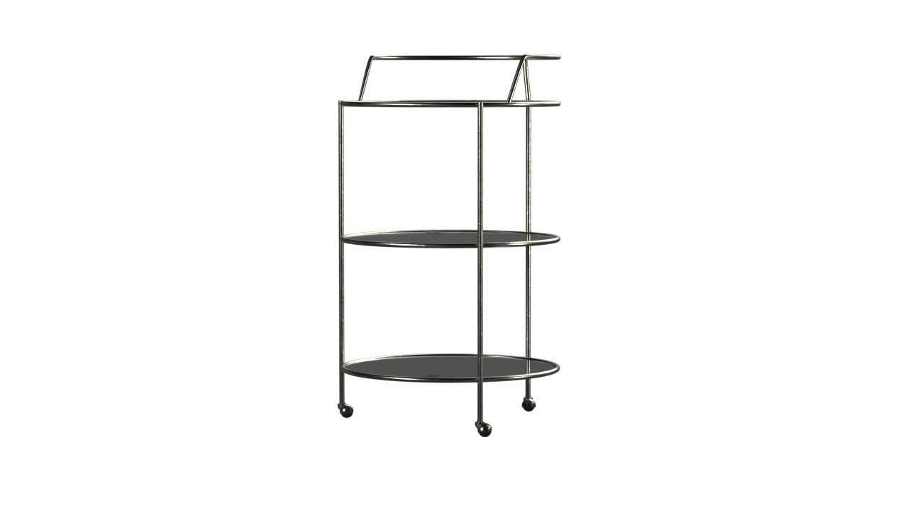 Safavieh Dulcinea 22-in x 35.4-in Silver Round Cart Bar