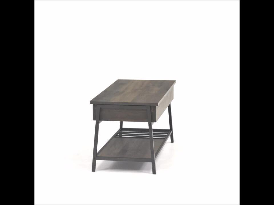Sauder North Avenue End Table in Smoked Oak and Black 
