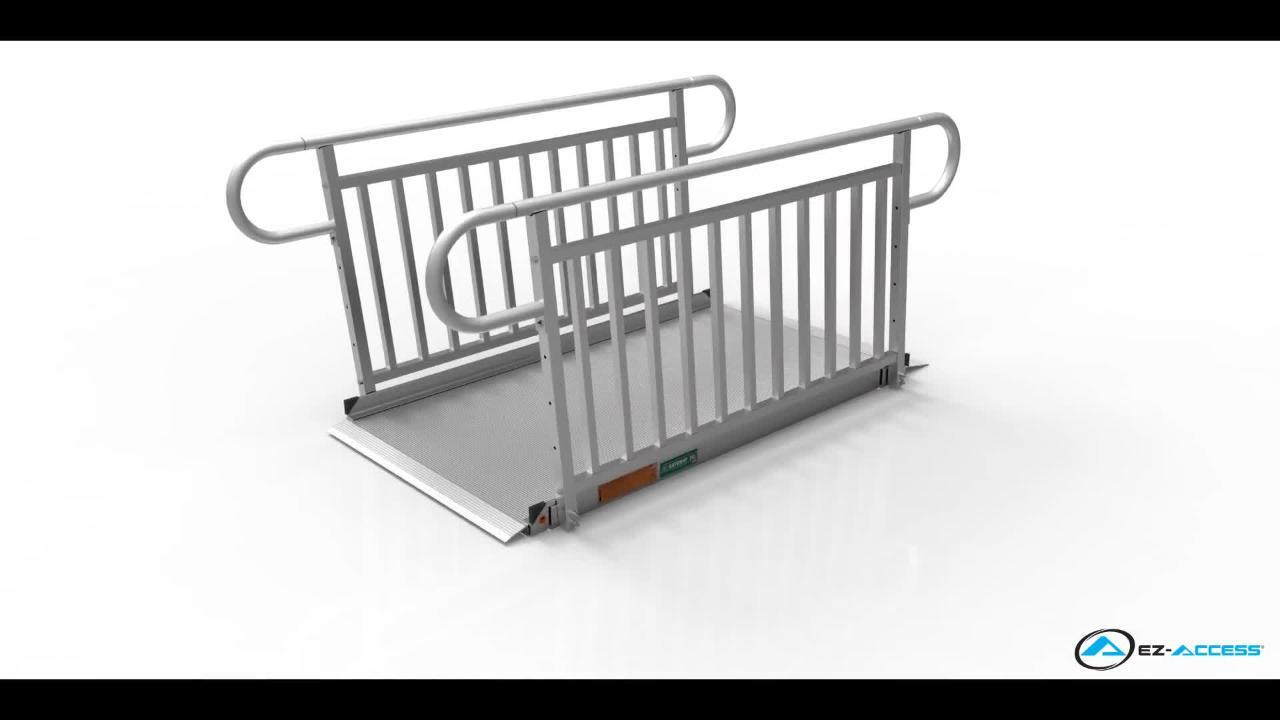 EZ-ACCESS Gateway 3G Portable Solid Surface Mobility Ramps with Vertical Picket Handrails - 6 Foot