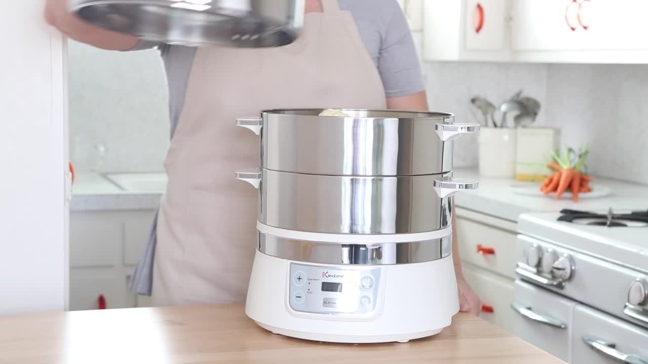16.9 Qt. White Food Steamer and Rice Cooker with Built-In Timer 16.9 Qt. White Food Steamer and Rice Cooker with Built-In Timer