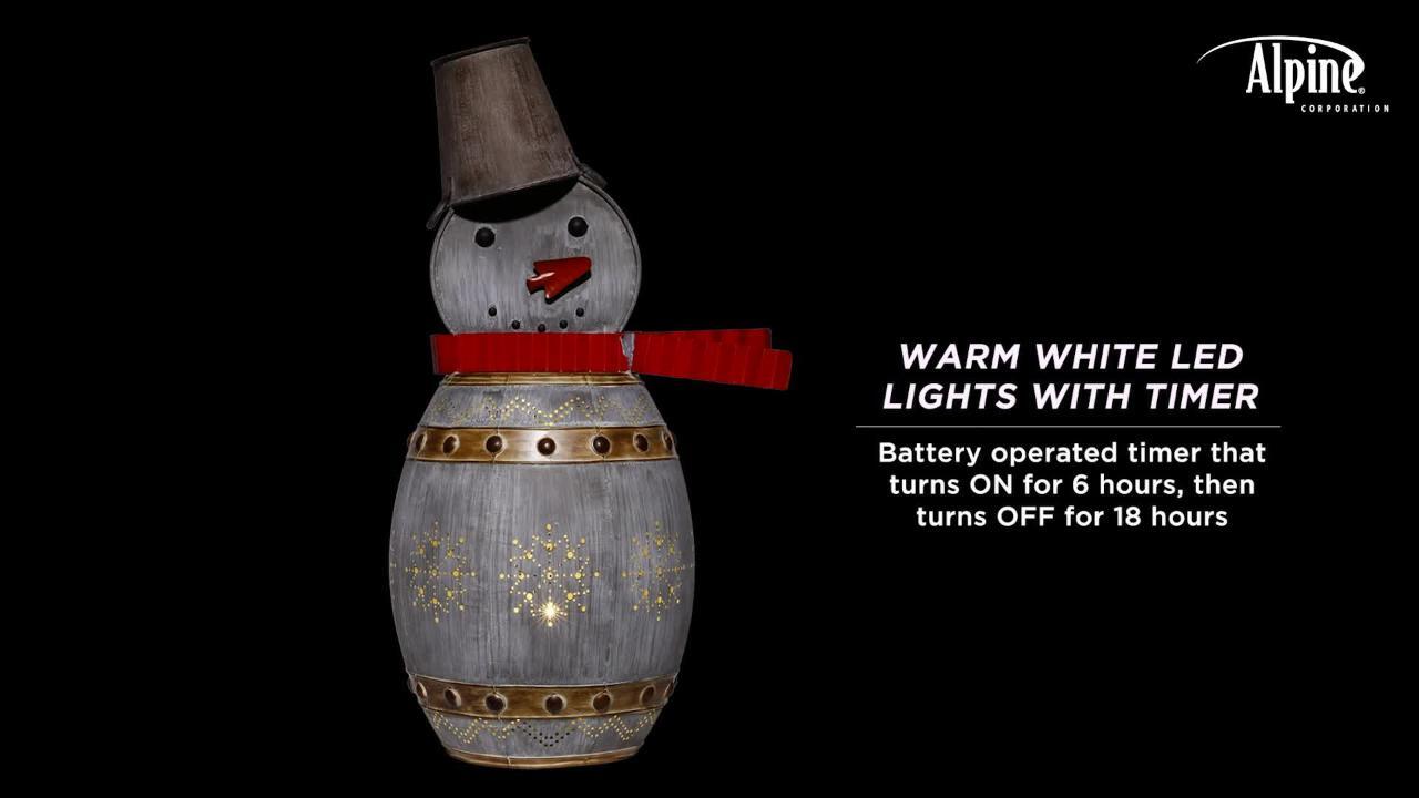 30 in. Lighted Outdoor Snowman with 137 LED Lights, White/Blue/Black