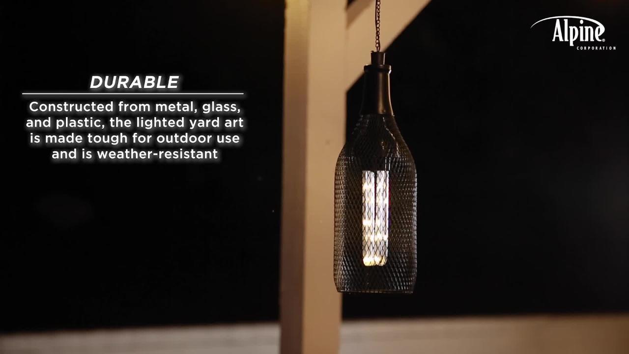 Alpine Corporation 13 in. Tall Black Hanging Solar Powered