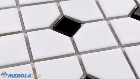 Merola Tile Oxford Matte White with Black Dot 11-1/2 in. x 11-1/2