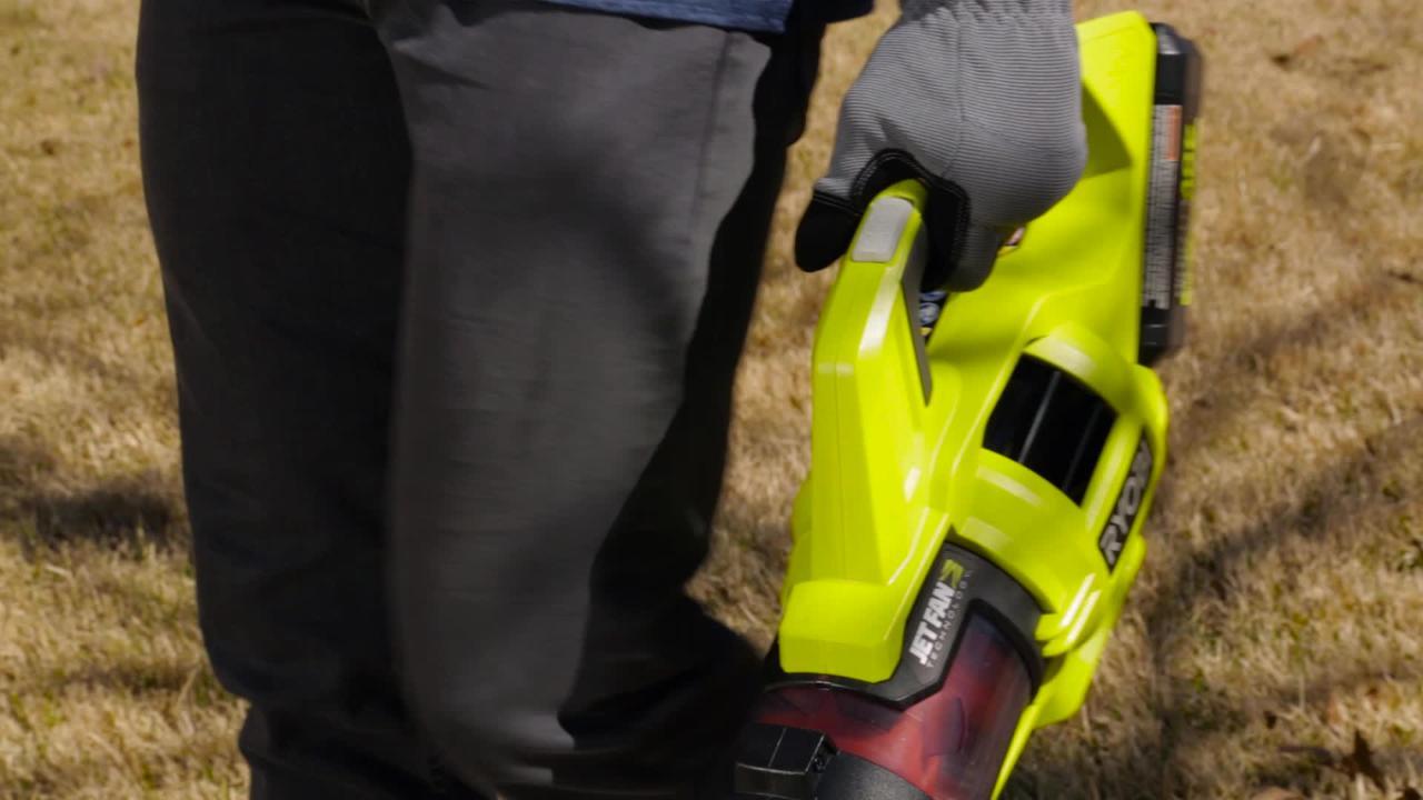 RYOBI 110 MPH 480 CFM Variable-Speed Turbo 40-Volt Lithium-ion Cordless Battery Jet Fan Leaf Blower (Tool Only)