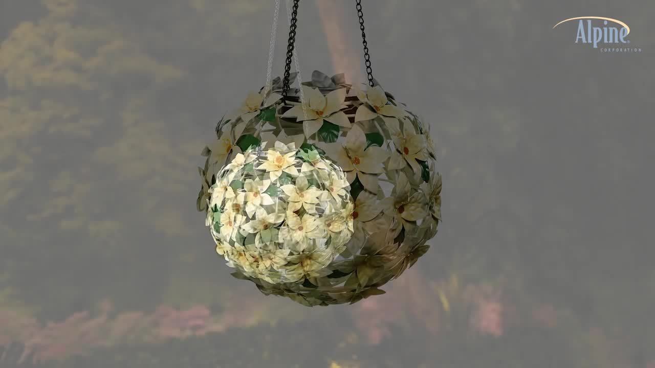 White Alpine QLP924SLR-WT Solar Christmas Hanging Ornament Poinsettia with Leaves and Timer White Alpine QLP924SLR-WT Solar Christmas Hanging Ornament Poinsettia with Leaves and Timer