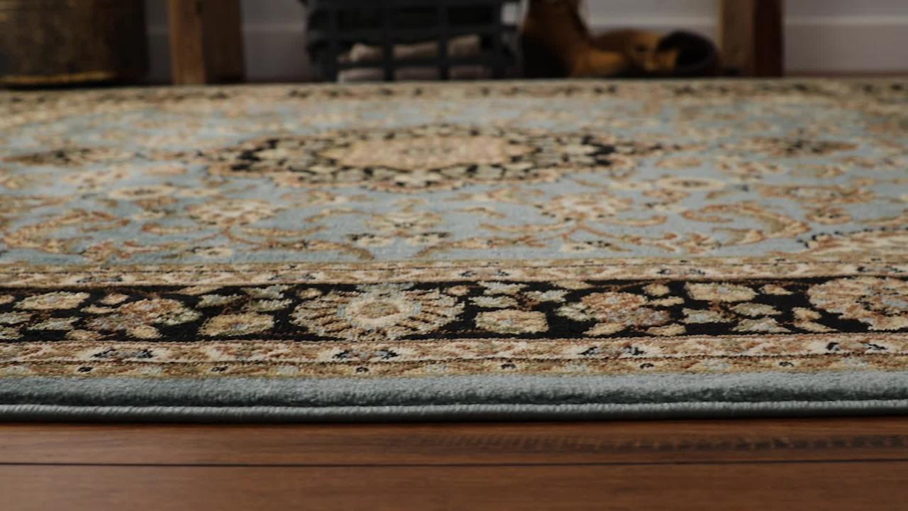 Well Woven Barclay Medallion Kashan Light Blue 7 ft. x 10 ft