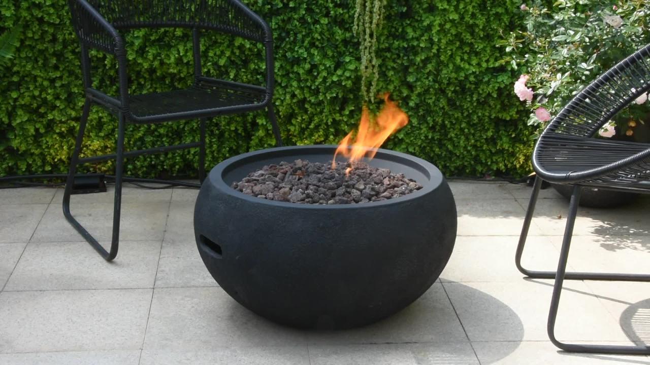 Black round propane 2024 fire pit