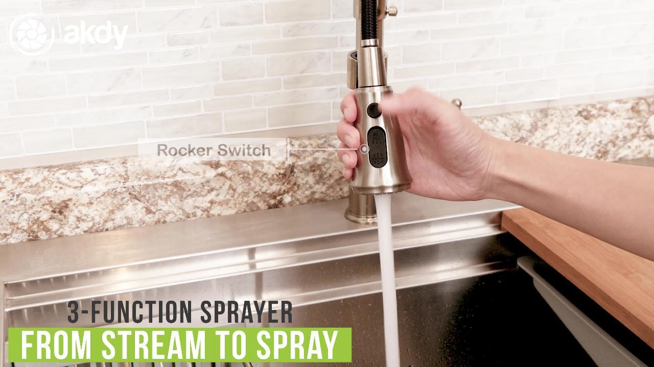 Commercial-Style Spring Neck Single-Handle Pull-Down Sprayer Kitchen Faucet With 2-function Sprayer in Chrome Commercial-Style Spring Neck Single-Handle Pull-Down Sprayer Kitchen Faucet With 2-function Sprayer in Chrome