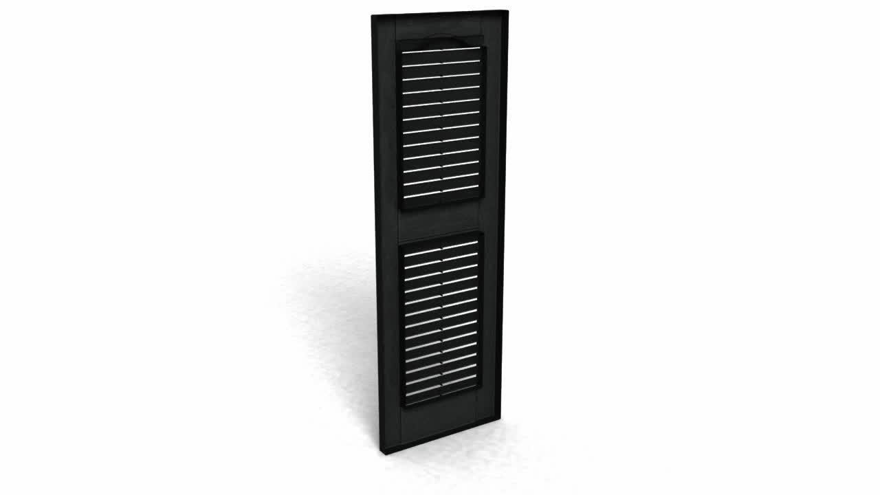 Builders Edge - 15 in. x 48 in. Louvered Vinyl Exterior Shutters Pair in #002 Black