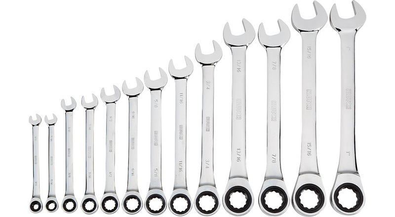 Klutch Ratcheting Wrench Set, 13-Pc., SAE: 1/4in.-1in.