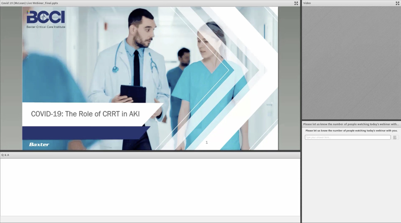WEBINAR COVID-19 The Role of CRRT in AKI