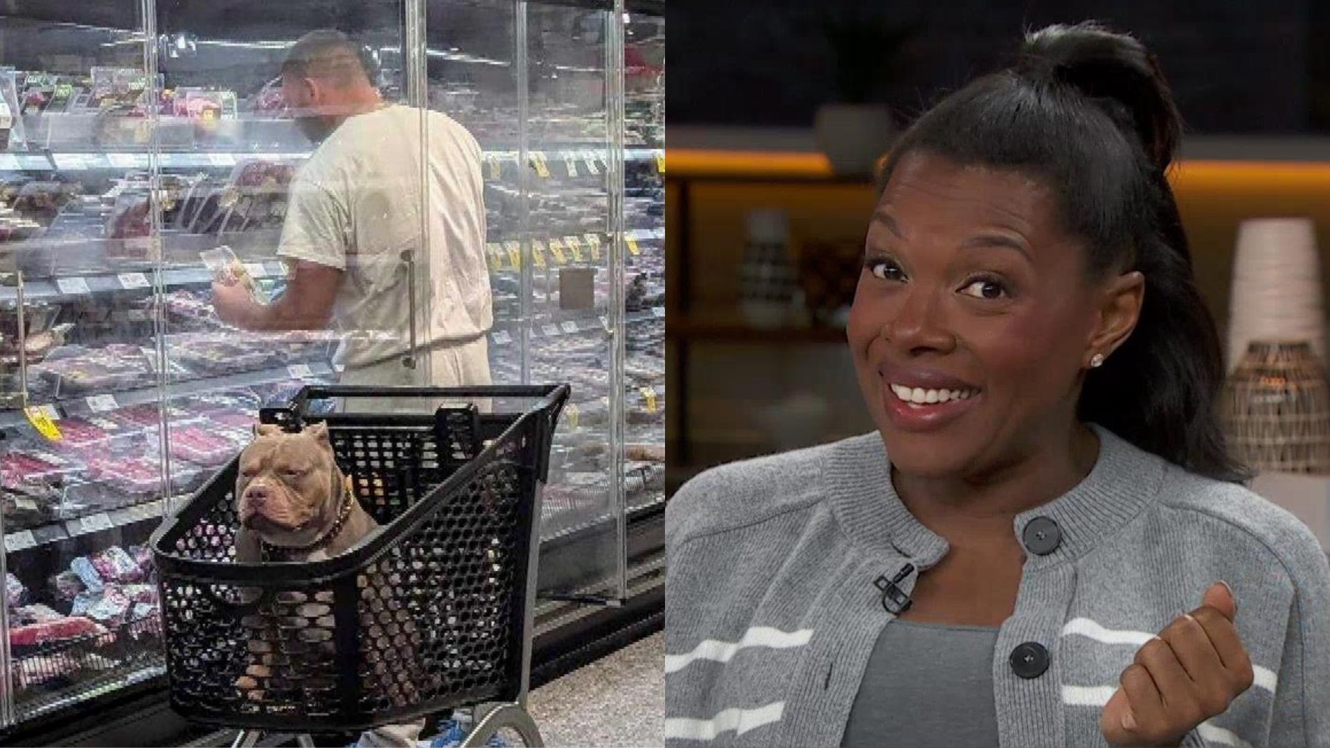 This man was caught grocery shopping with his dog in the cart