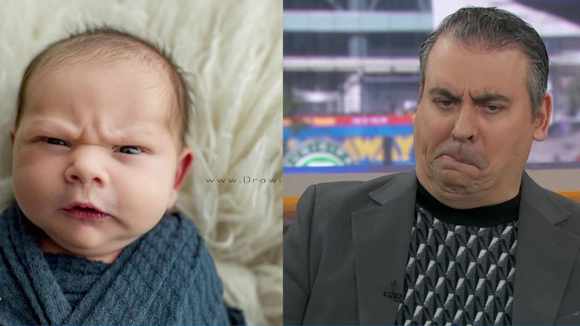 Who has the better grumpy face — Sid or this baby?