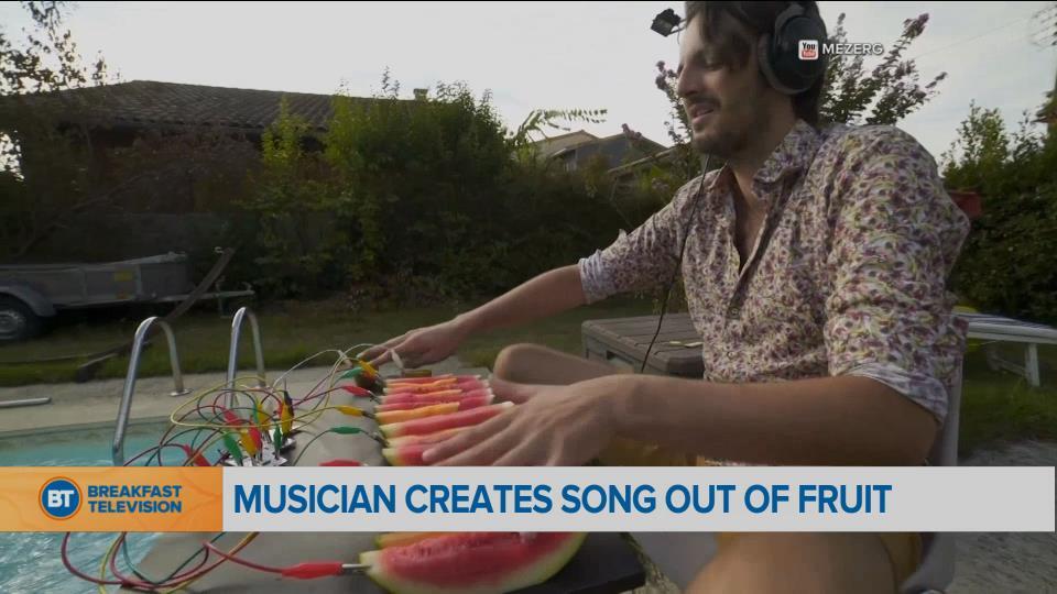 Guy makes music out of fruit