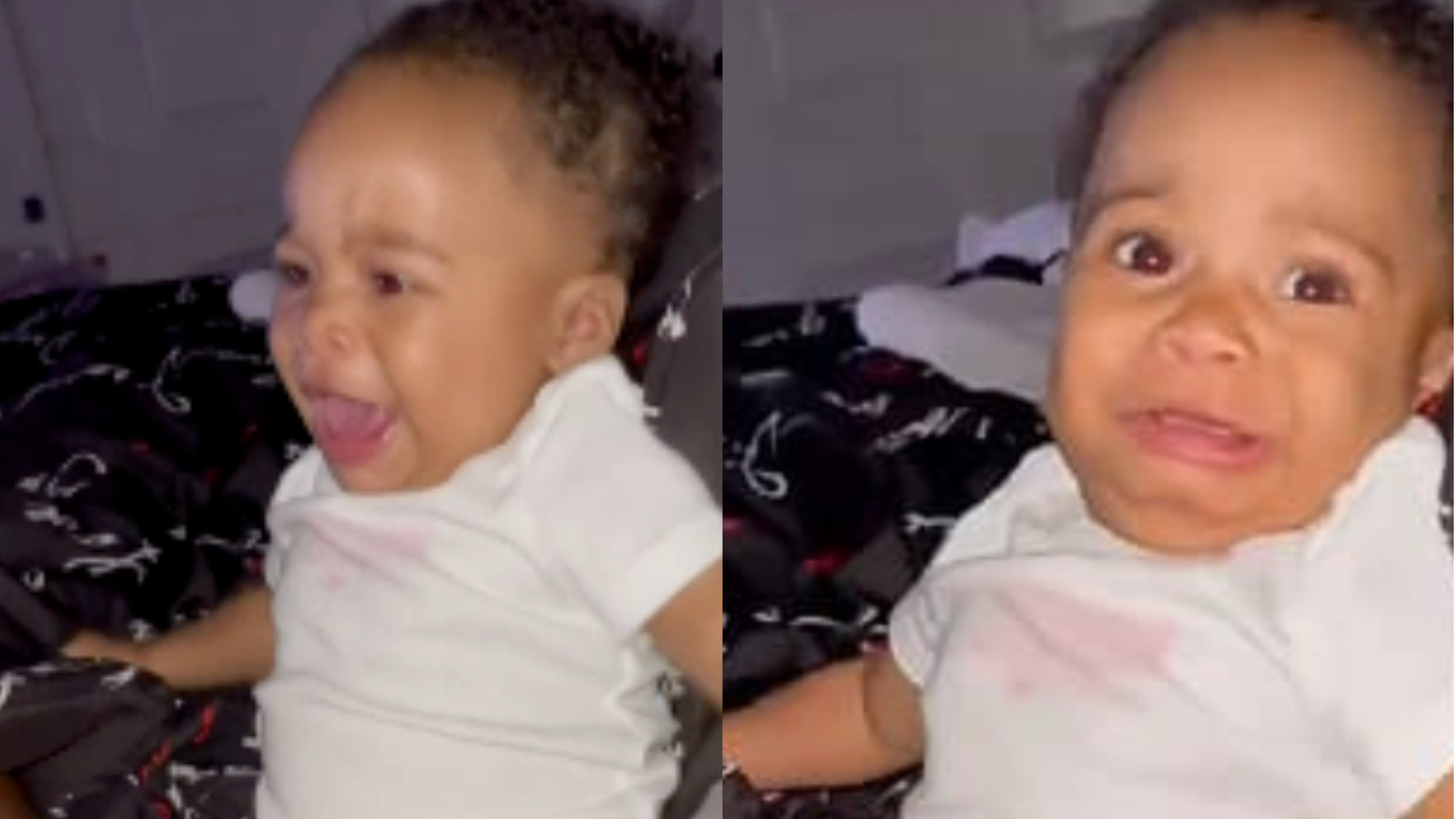 Baby is absolutely terrified of her dad's snoring