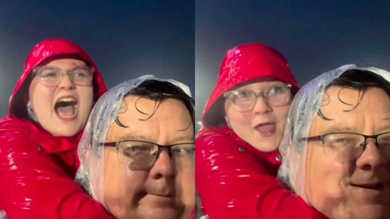 Devoted father sees Taylor Swift in pouring rain for his daughter