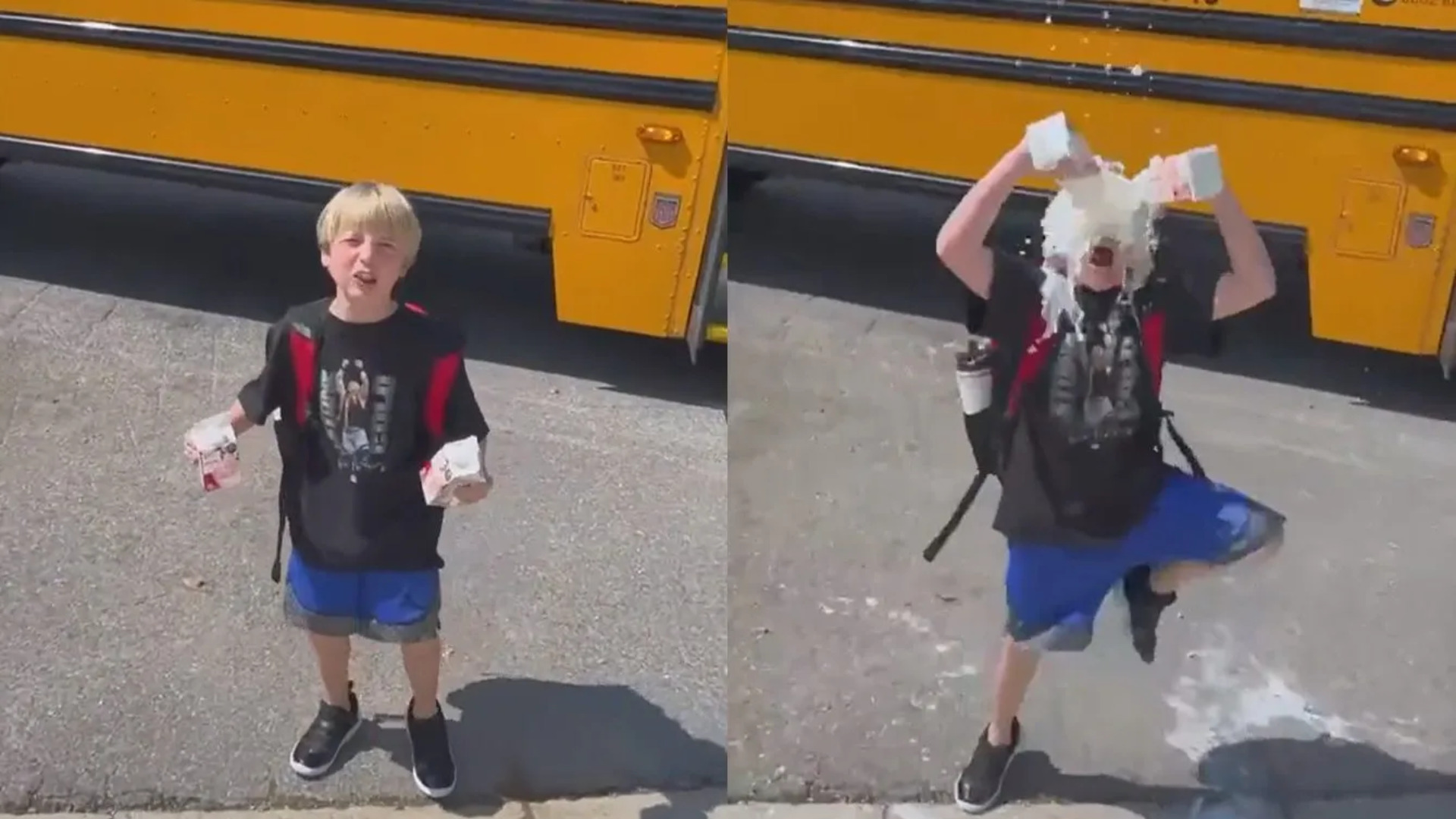 This first-grader celebrates graduating in the (literal) craziest way