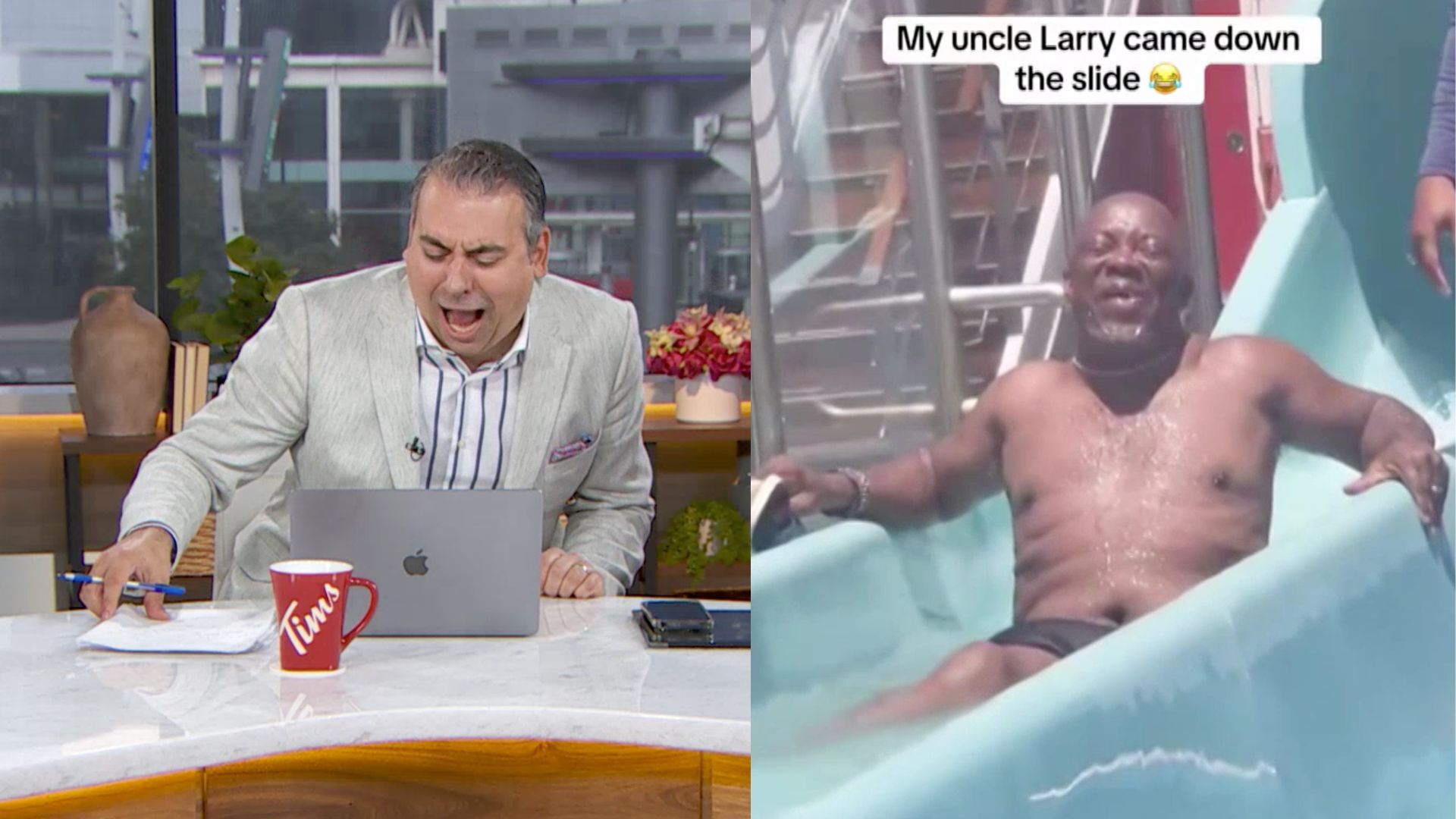 Uncle goes down a waterslide... and it's definitely for the last time