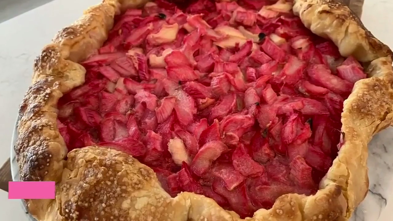 Openface pie (aka flan) with a sweet rhubarb filling Video Cityline