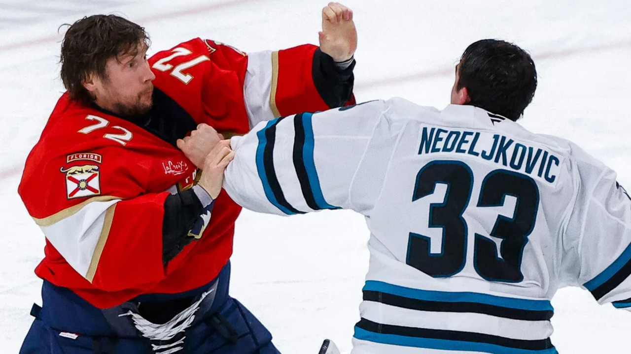 You don’t see this often: Panthers and Sharks goalies drop the gloves