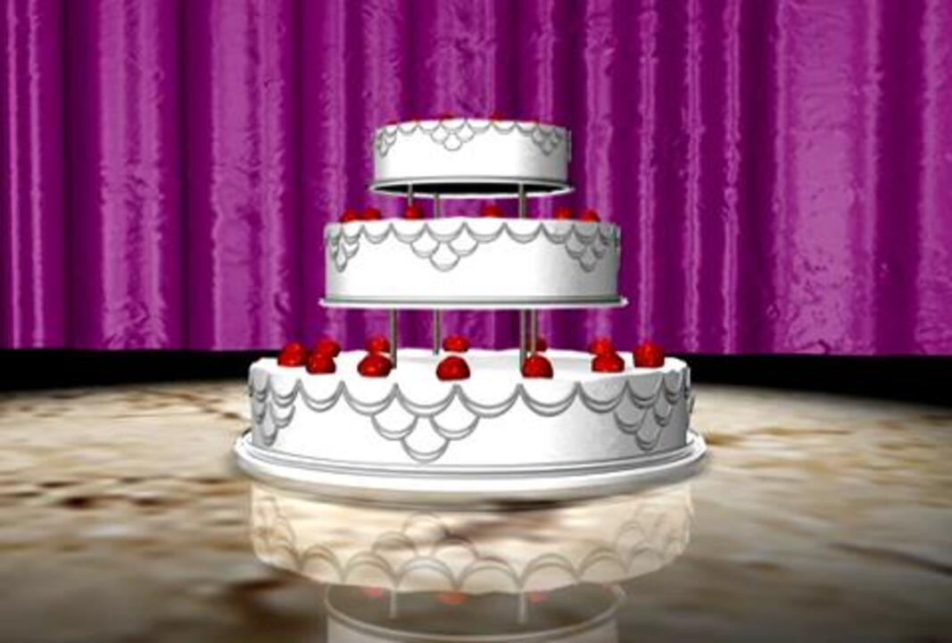 Wedding Cake Spinning Purple Curtains