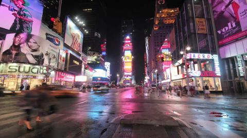 Times Square Street At Night Timelapse