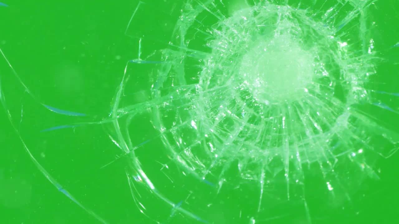 Windshield Glass Smashed On Green