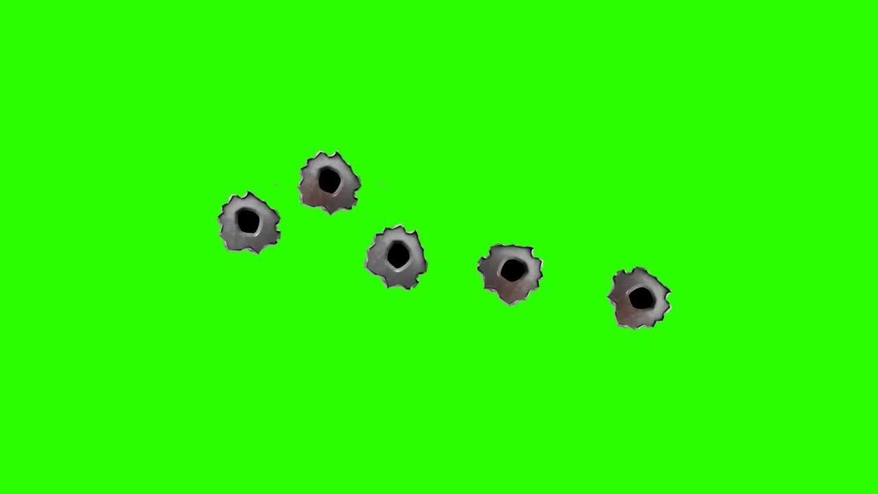 Maching Gun Bullet Holes On Green