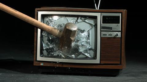 Sledge Hammer Smashing TV