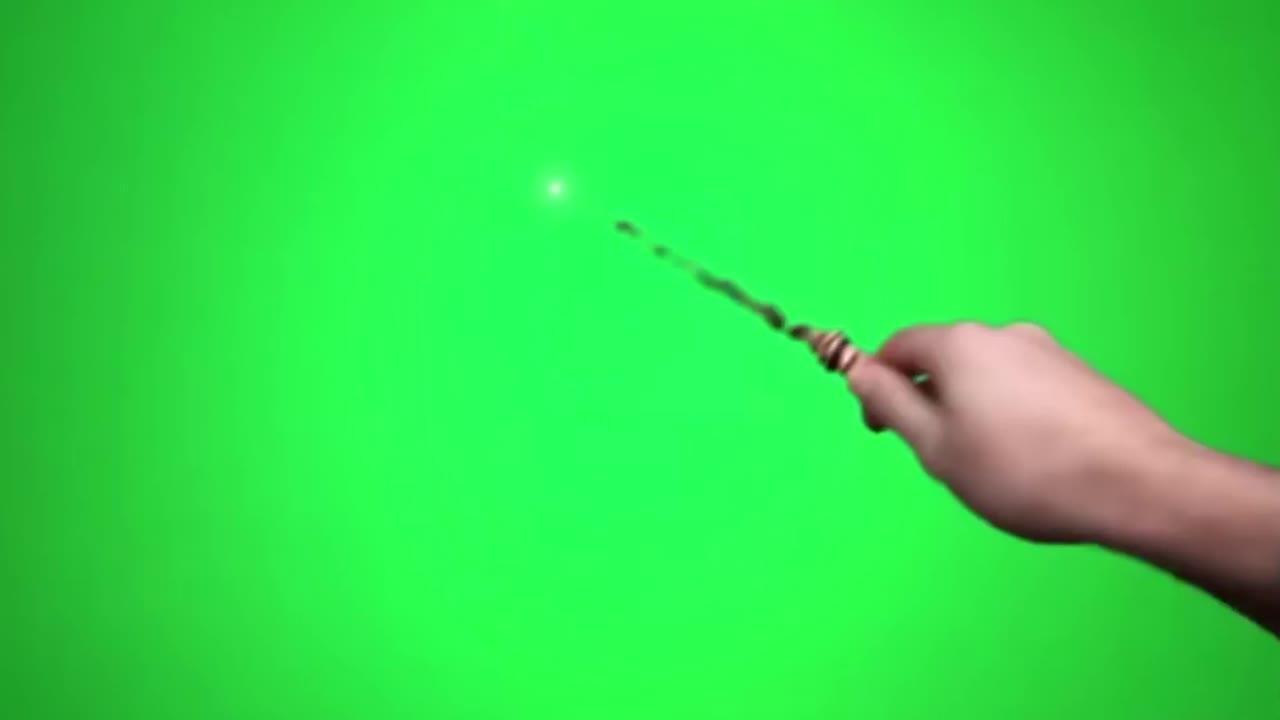 Magic Wand Electricity Lighning On Green & Sound