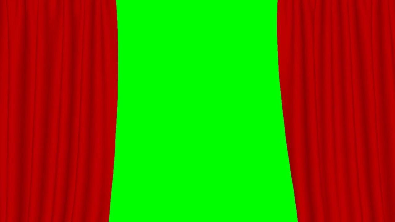 Curtain Green Background Slow Motion Opening