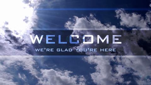 Welcome Banner Blue Clouds