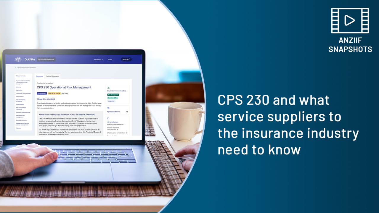 SNAPSHOT: CPS 230 and what service suppliers to the insurance industry need to know