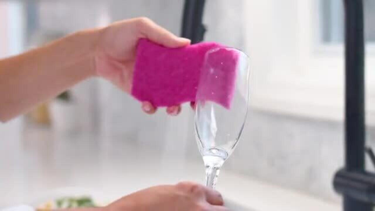 Wine Wash Scrubbly Kitchen Sponge Pink