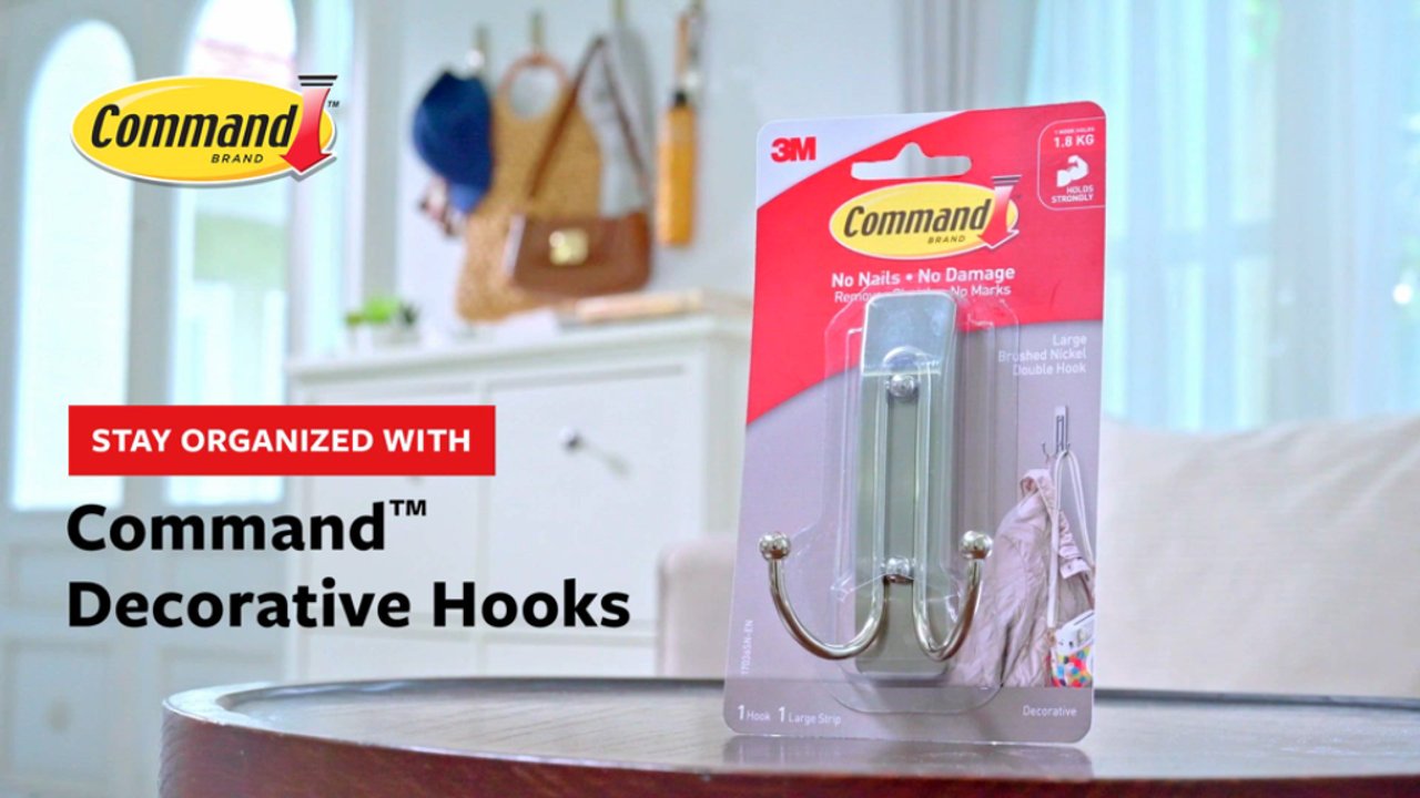 Command™ Decorative Satin Brass Double Hook | 3M United States