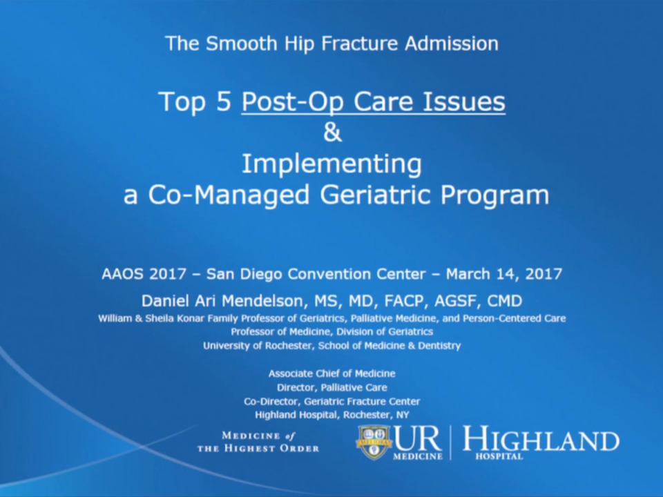 Top 5 Post-Op Care Issues & Implementing a Co-Managed Geriatric Program