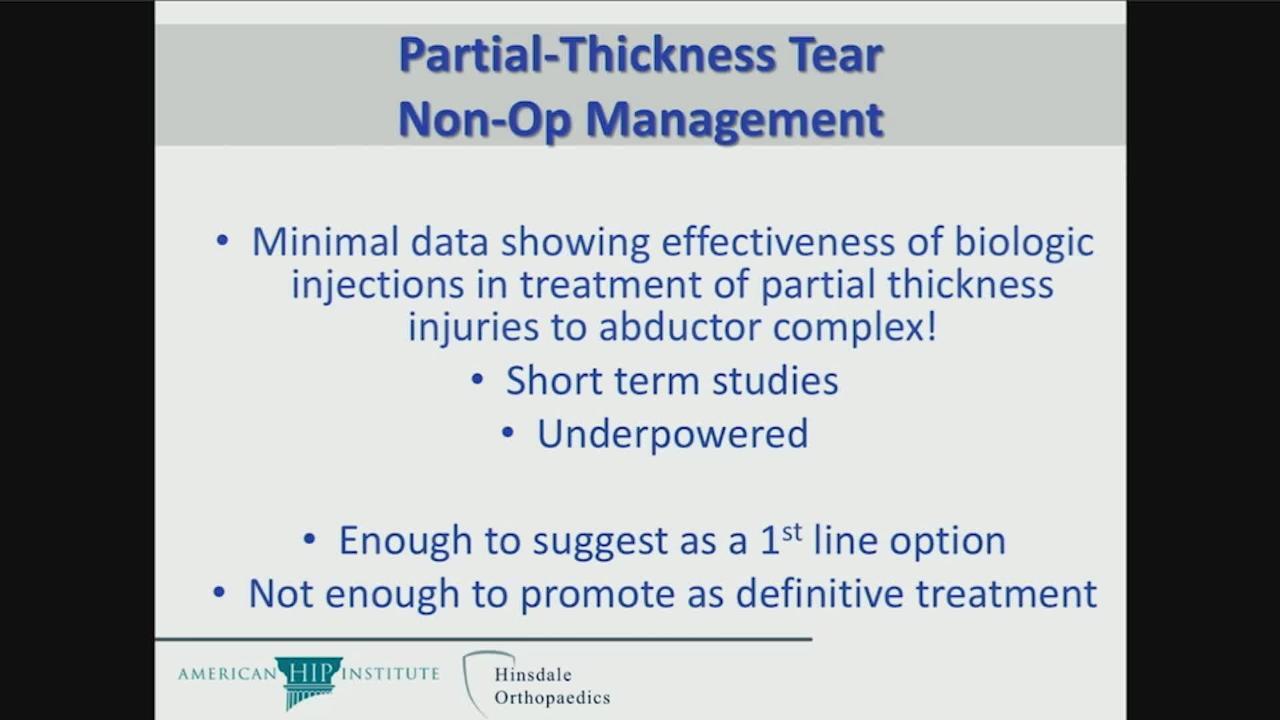 Partial Thickness Gluteus Medius Tears: Operative Treatment