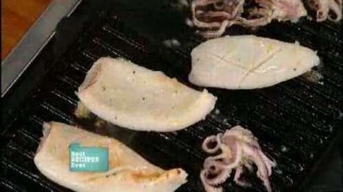 Grilling calamari