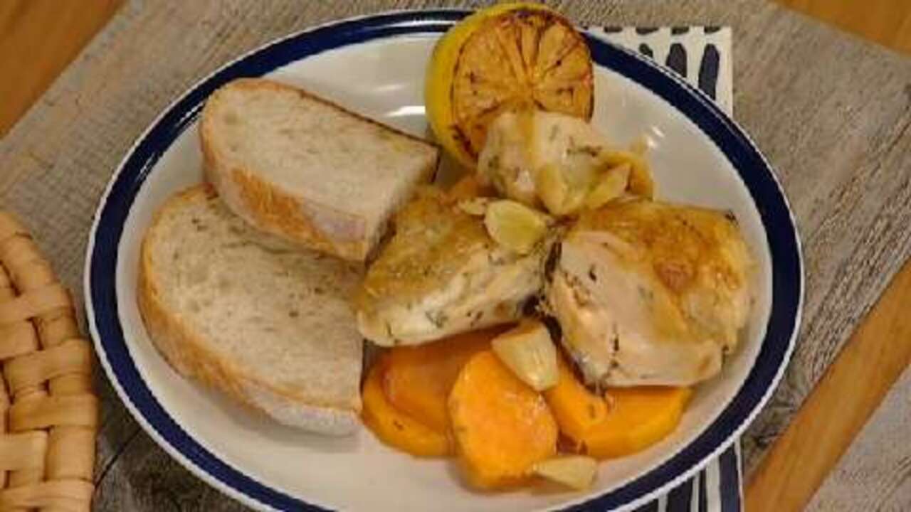 Best Recipes Ever: Golden Garlic Chicken with Sweet Potatoes