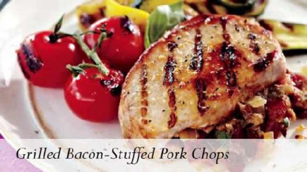 Grilled Bacon-Stuffed Pork Chops