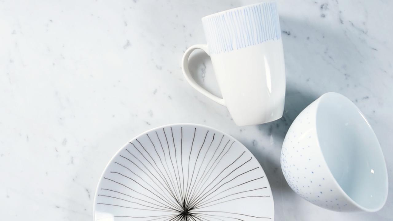 DIY painted porcelain dishware