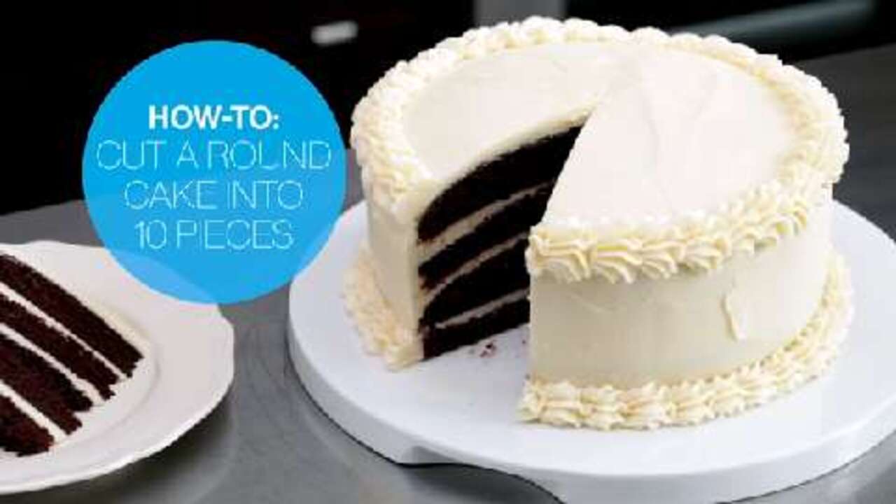 How to cut a round cake into 10 pieces