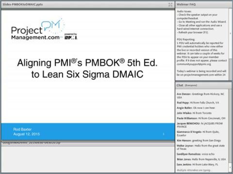  Aligning PMI®'s PMBOK® Fifth Edition to Lean Six  Sigma DMAIC