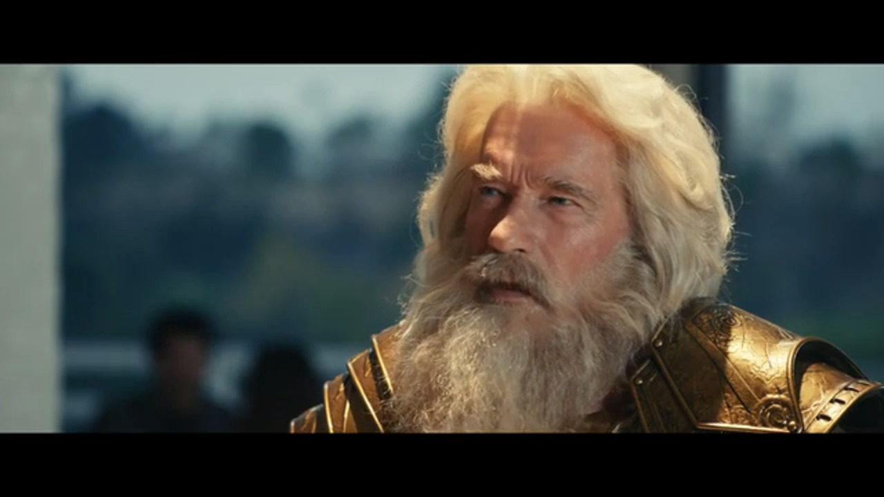 Arnold Schwarzenegger as Zeus in the BMW Super Bowl commercial