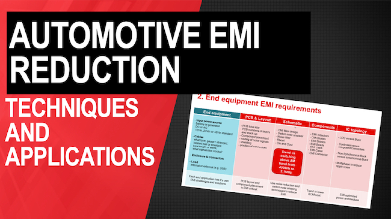 Automotive EMI reduction techniques, applications, and solutions