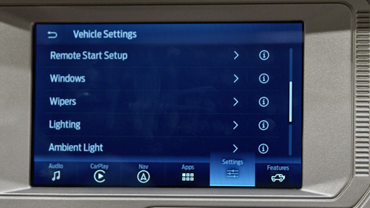 SYNC® VEHICLE SETTINGS