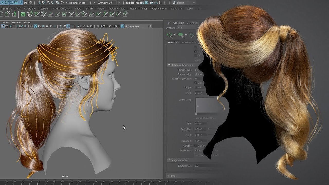 Creating a Female Hairstyle for Production with Maya XGen | The Gnomon  Workshop