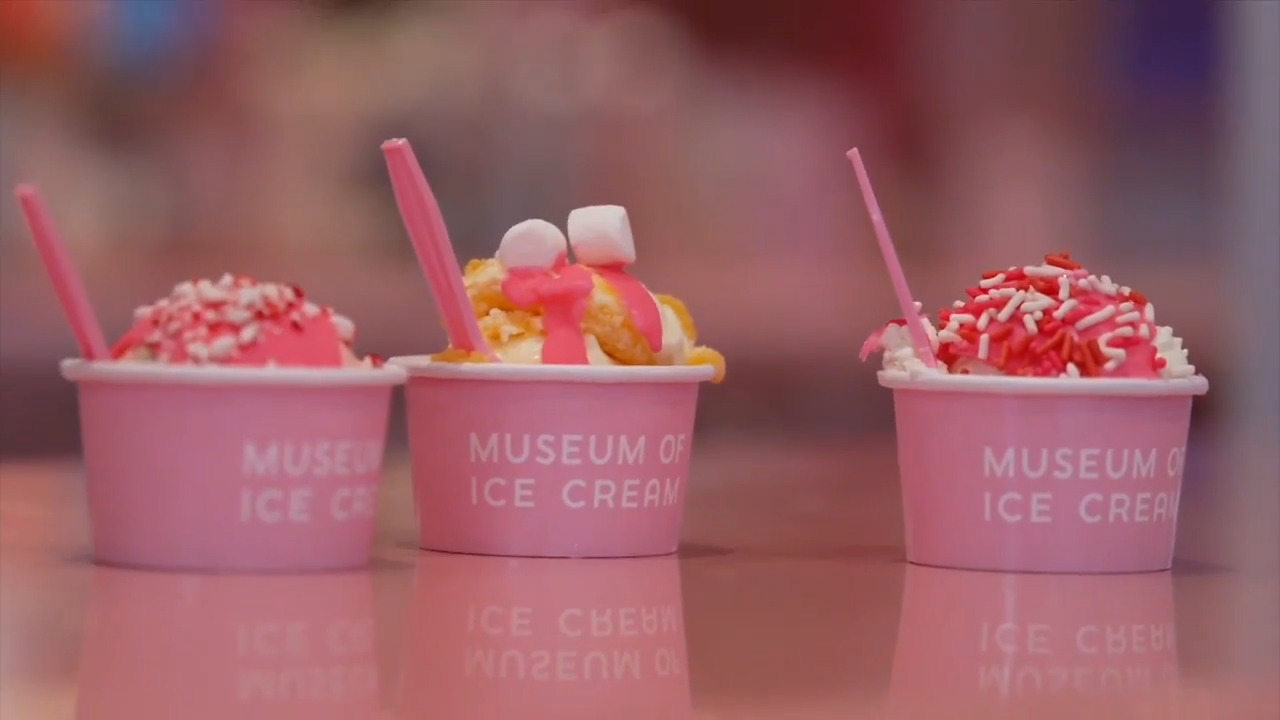 A forest of pink engulfs the Museum of Ice Cream during 'Pinkmas